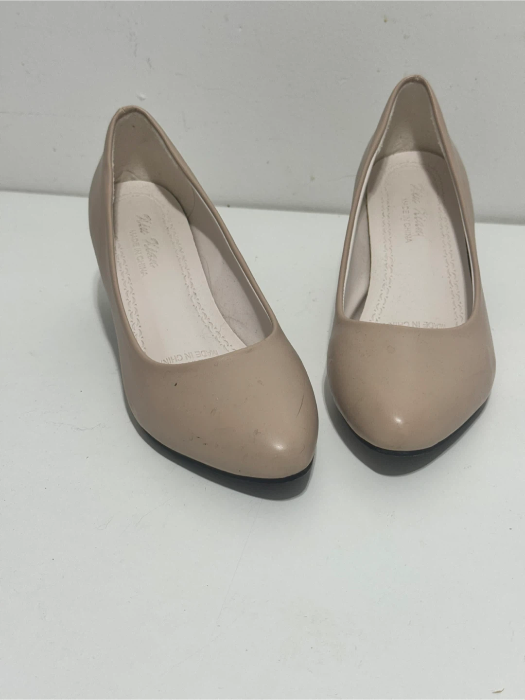 Beige Pointed Toe Heels