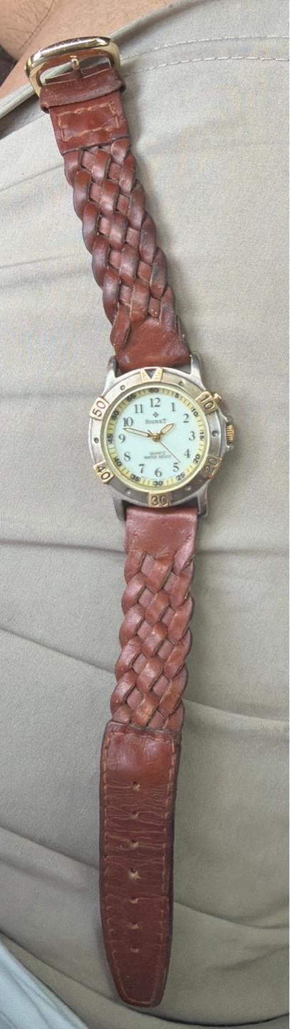 Signet Quartz Water Resist Watch with Braided Leather Band