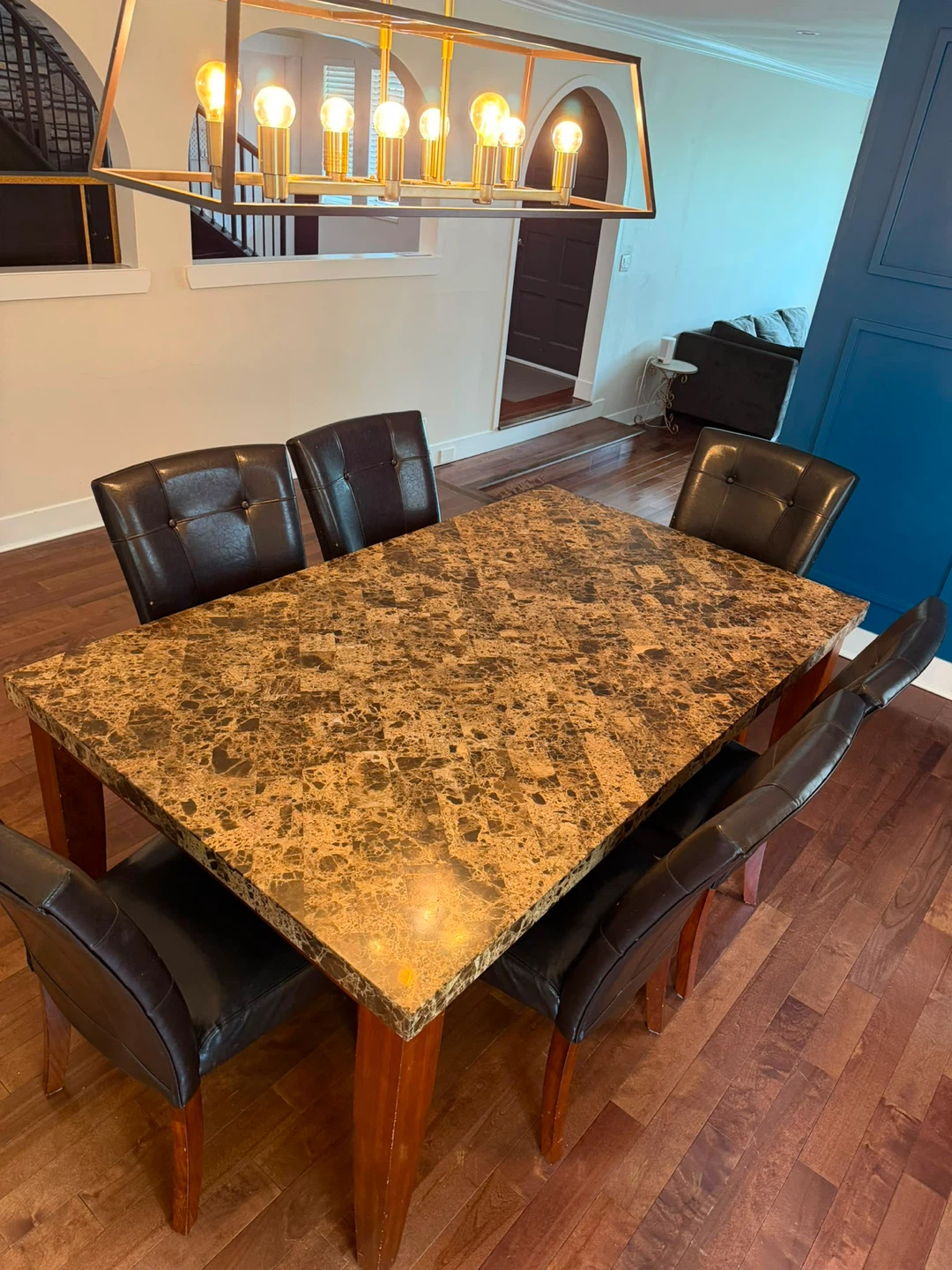 Marble Top Dining Table with 6 Chairs - photo 2