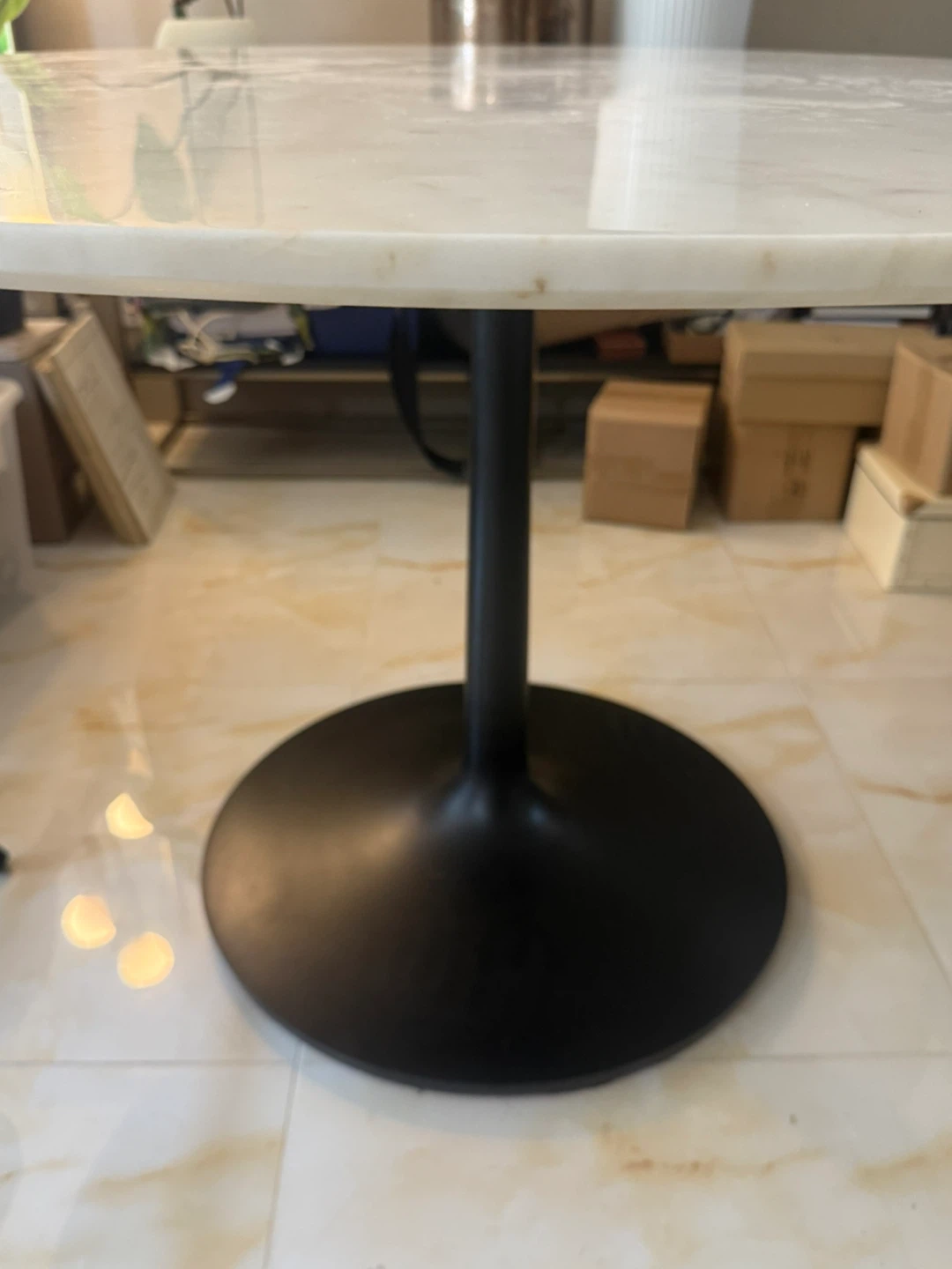 Crate and Barrel Nero 48" White Marble Round Table with 4 chairs - photo 5