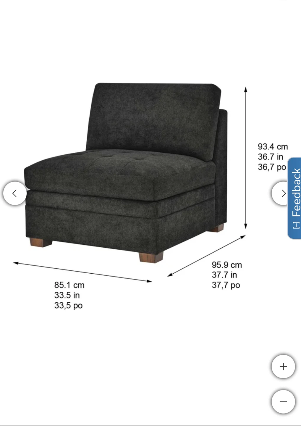 Thomasville Tisdale Armless Chair, Dark Gray - photo 4