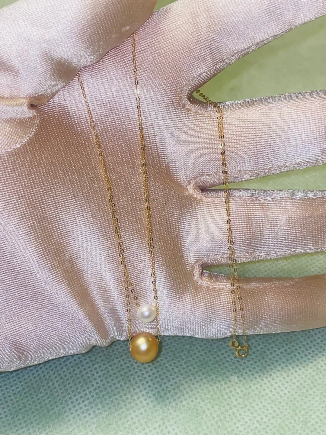 18K Gold Double Pearl Necklace