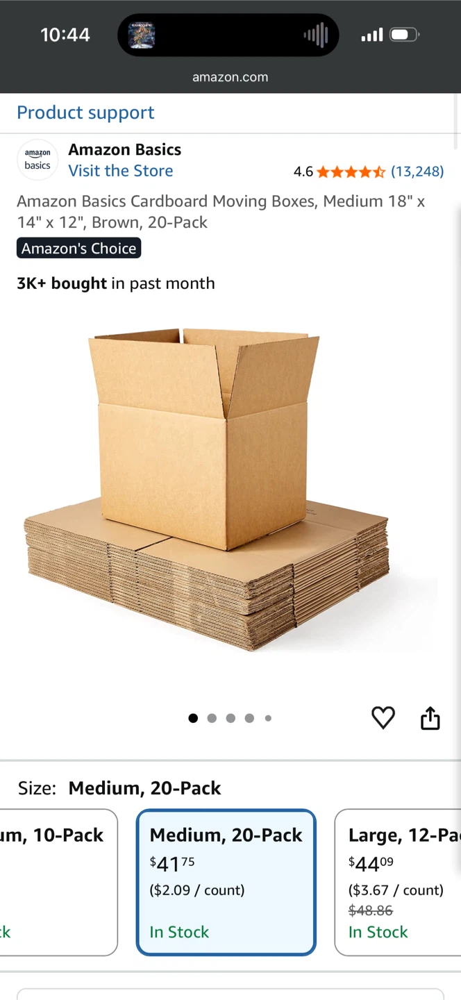Cardboard Moving Boxes - Medium 18x 14 x 12