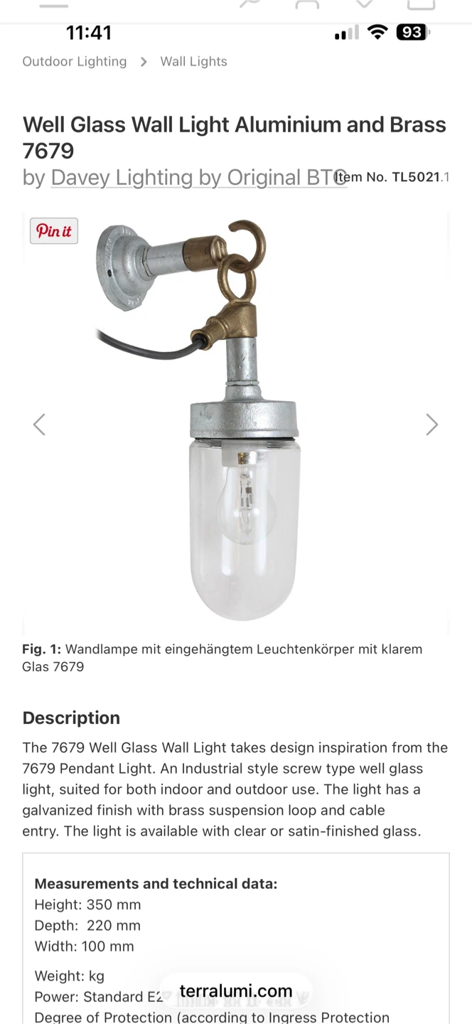 DAVEY DESIGNER INDOOR OUTDOOR SCONCE CEILING LIGHT FIXTURE LAMP