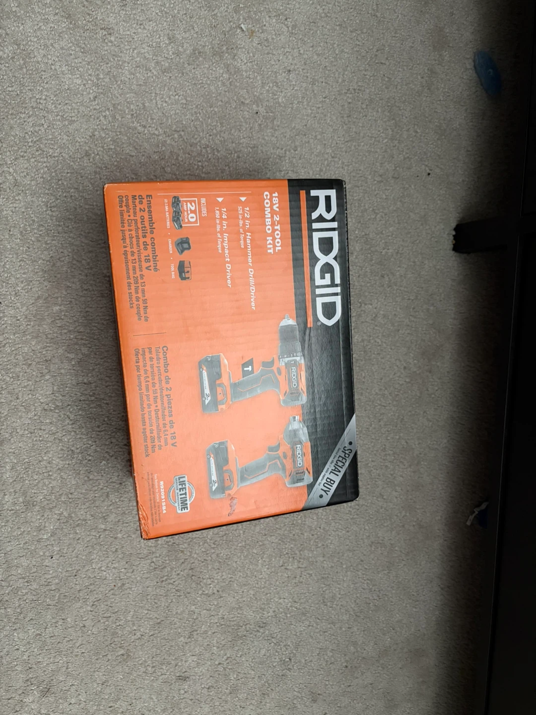 RIDGID 18V 2-Tool Combo Kit Hammer Drill Driver & Impact Driver