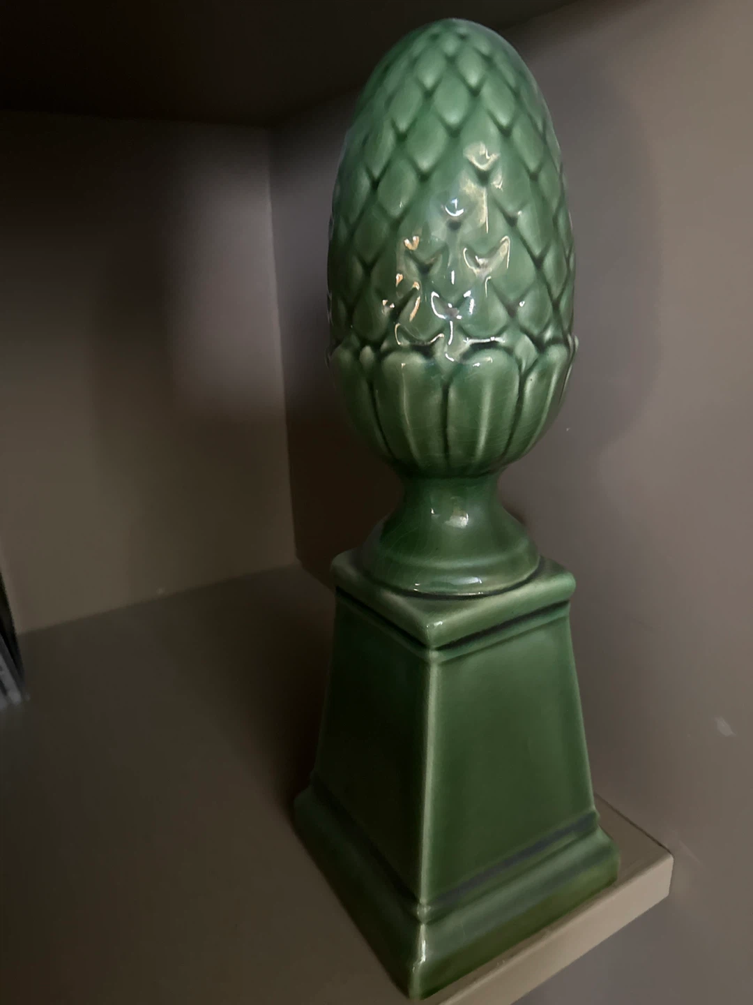 Green Ceramic Pinecone Finial- 2