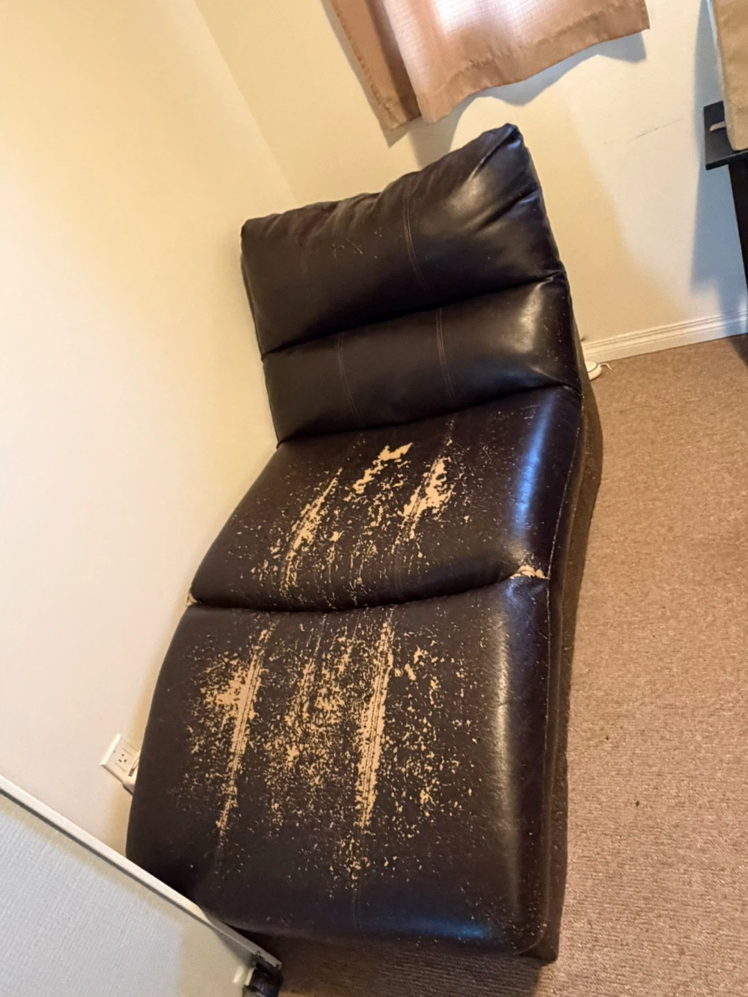 Brown Faux Leather Chaise Lounge