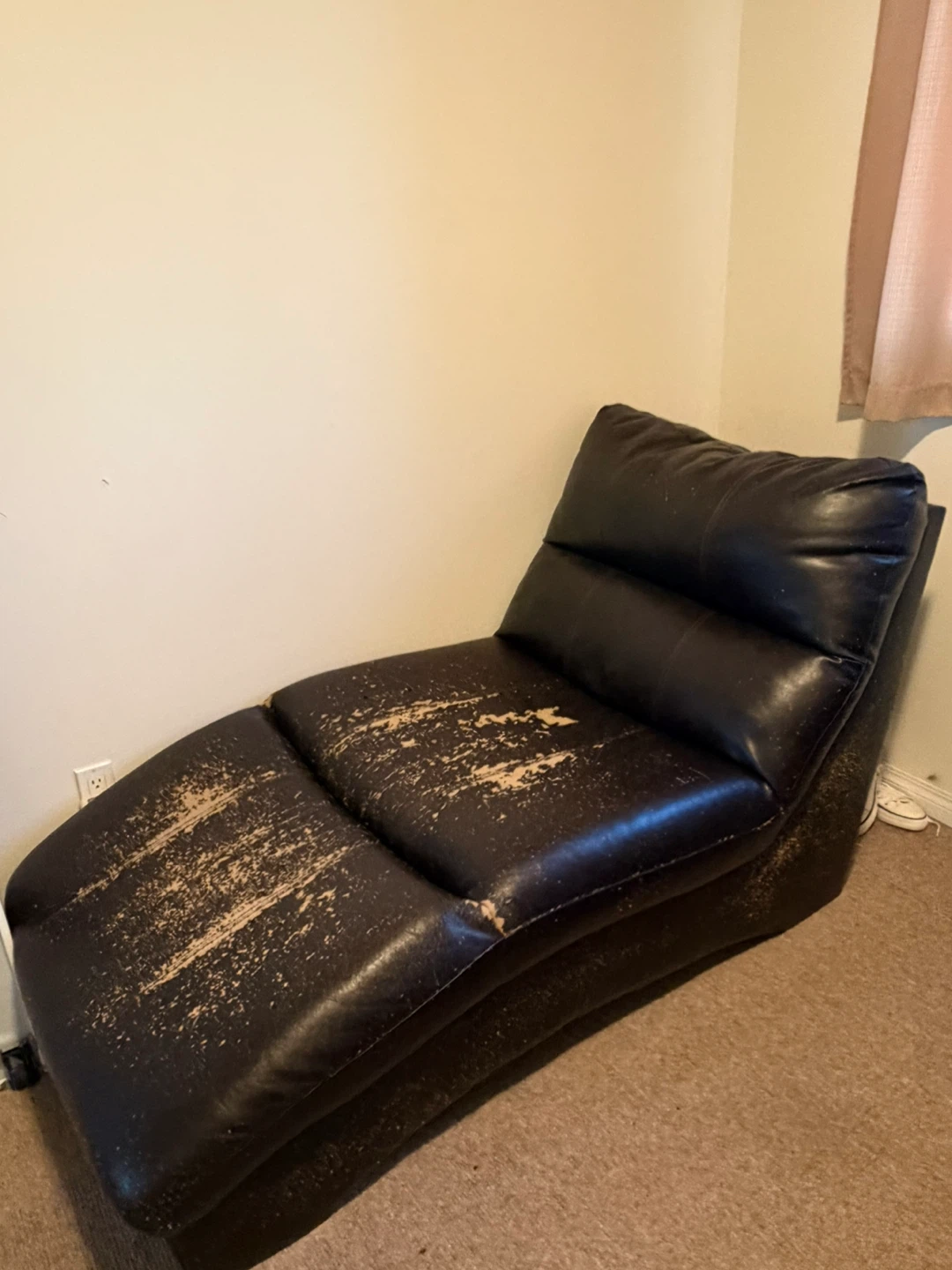 Brown Faux Leather Chaise Lounge - photo 2