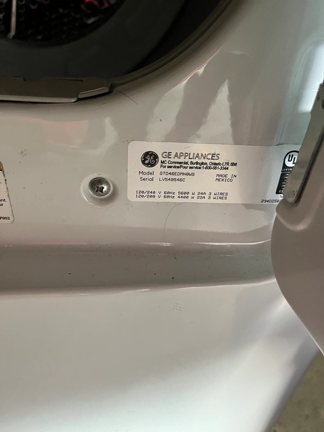 GE Electric Dryer GTD46EDMN0WS - photo 3