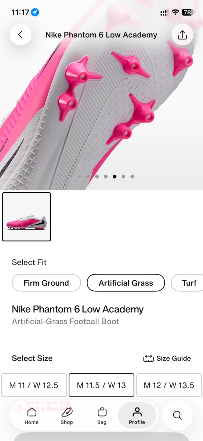 Nike Phantom 6 Low Academy AG T Football Boots - Size 11.5 - photo 3