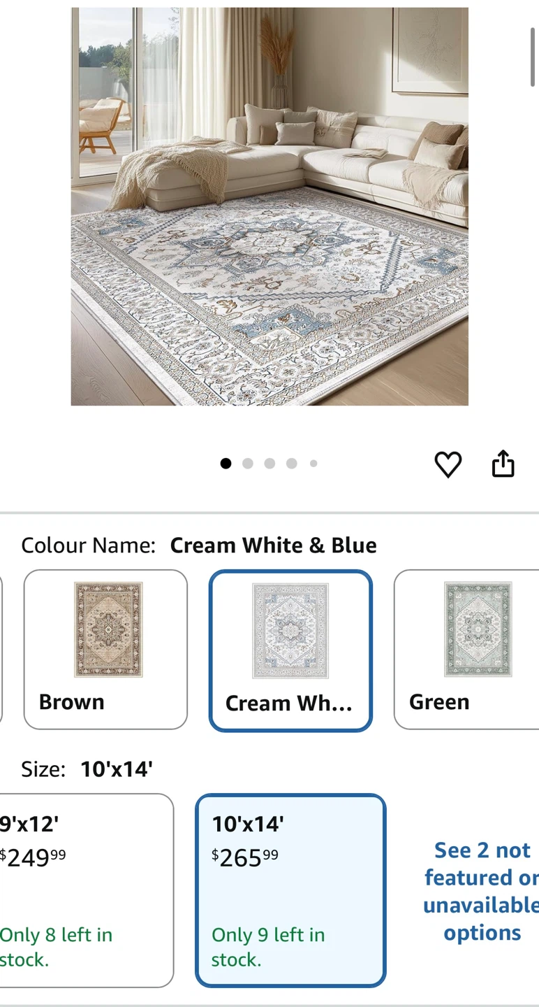 Elegant Area Rug Cream White & Blue 10'x14' - photo 3
