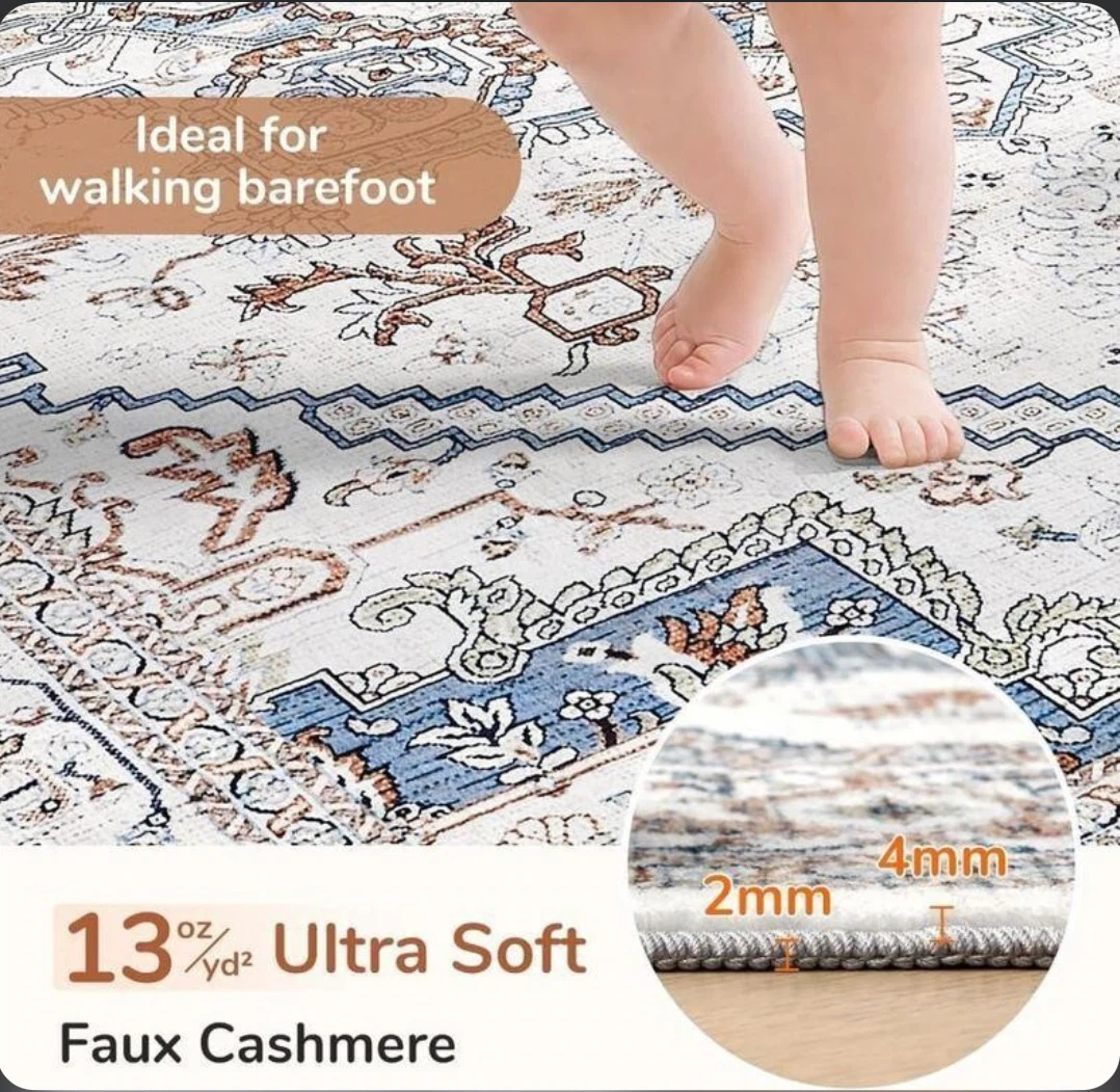 Elegant Area Rug Cream White & Blue 10'x14' - photo 4
