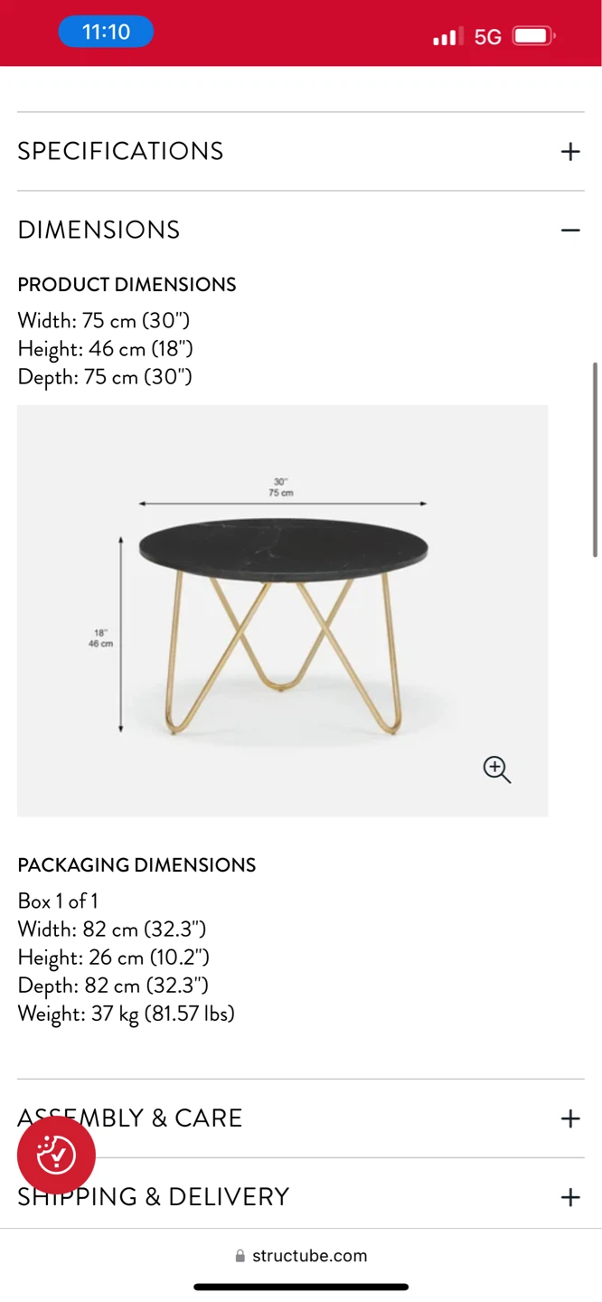 Round Marble Coffee Table with Gold Legs