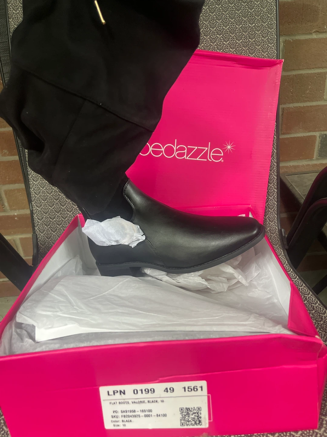 Shoedazzle Valorie Flat Boots Black Size 9 and 10
