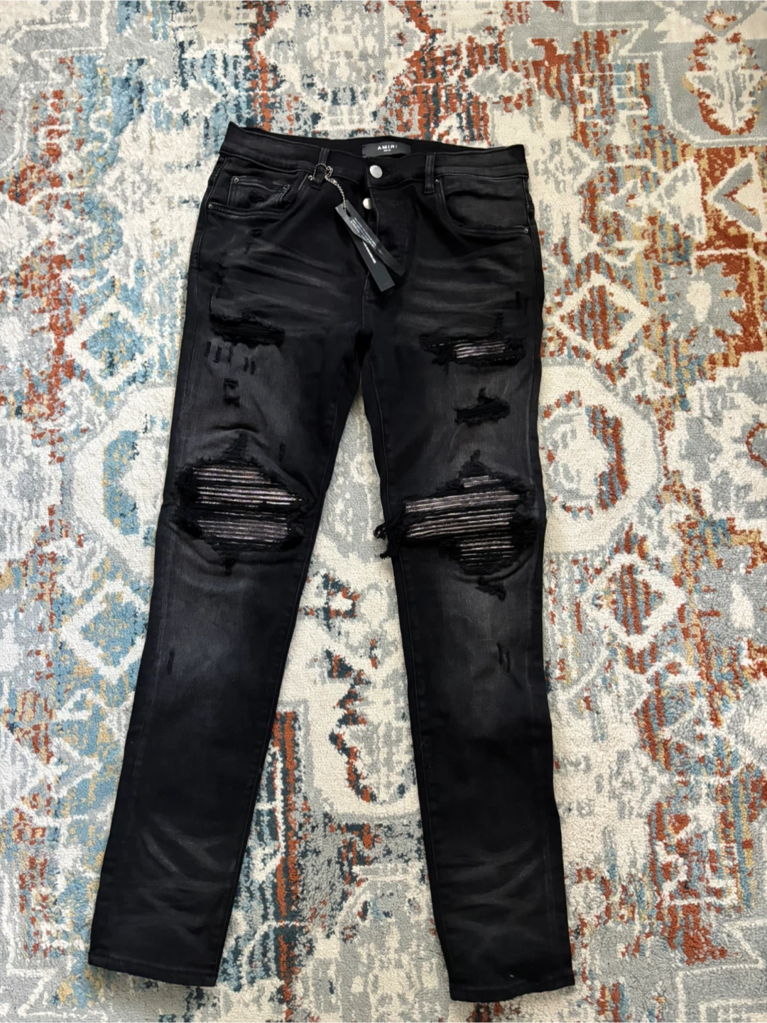 AMIRI Black Distressed Skinny Jeans