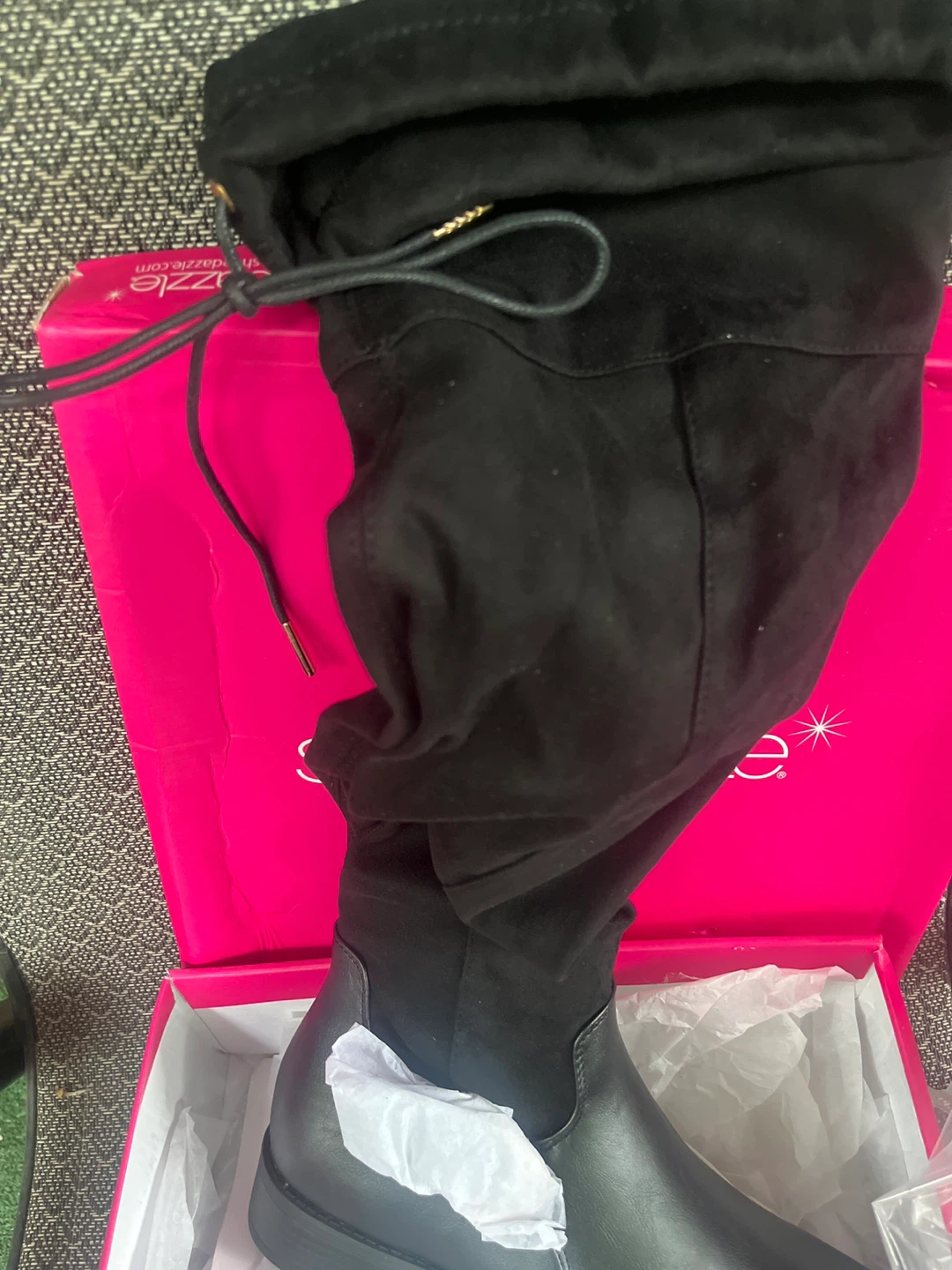 Shoedazzle Valorie Flat Boots Black Size 9 and 10 - photo 2