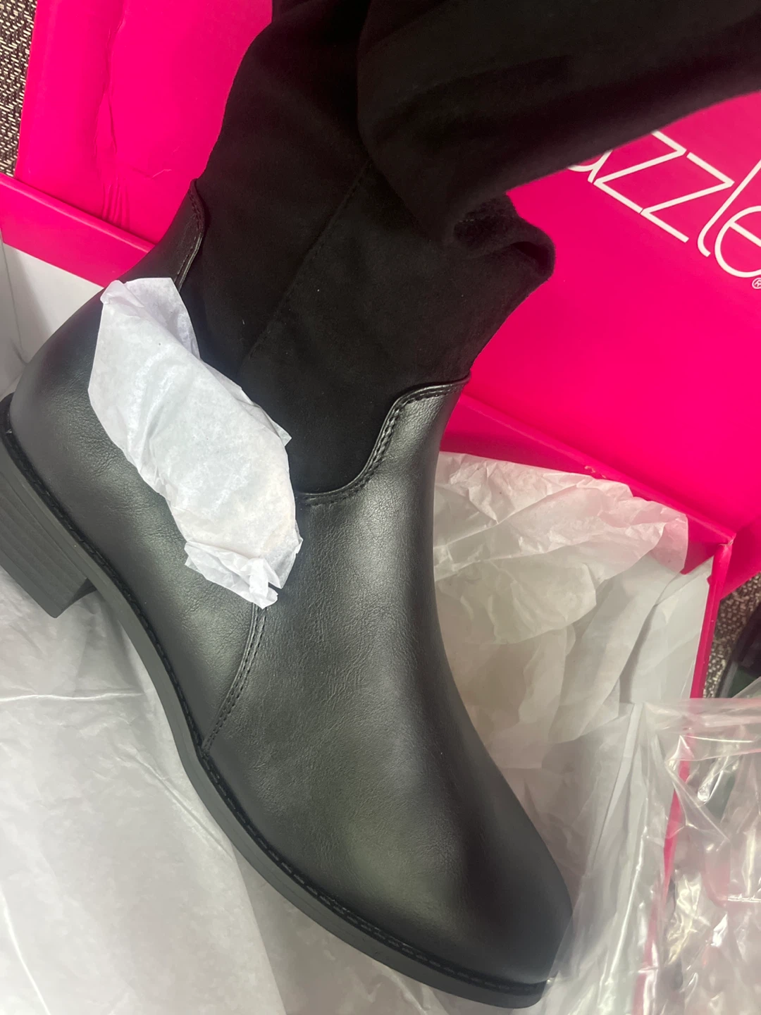 Shoedazzle Valorie Flat Boots Black Size 9 and 10 - photo 3