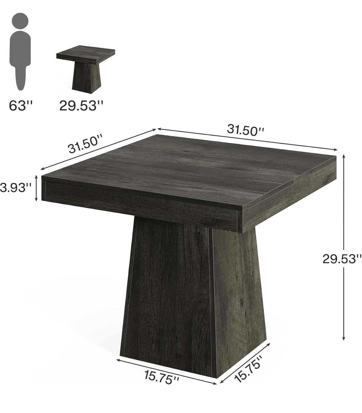 Brand new Tribesigns Square Pedestal Dining Table - photo 3