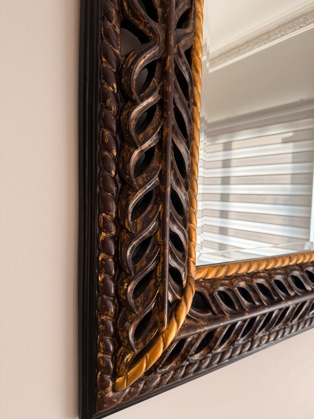 Ornate Dark Wood and Gold Framed Mirror - photo 2