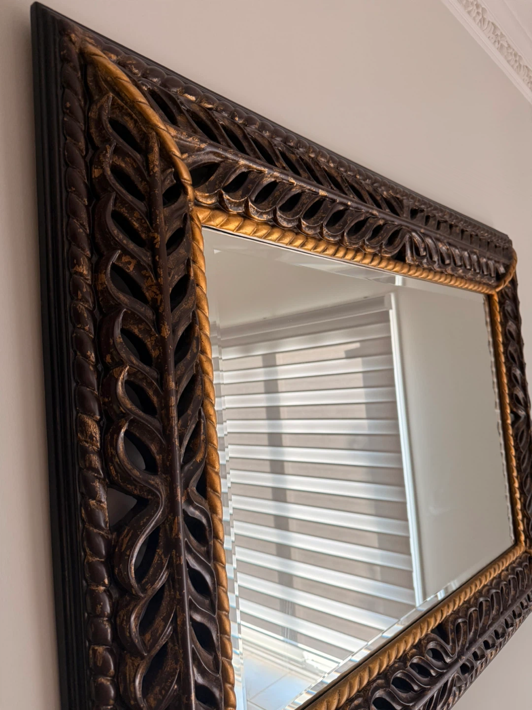 Ornate Dark Wood and Gold Framed Mirror - photo 3