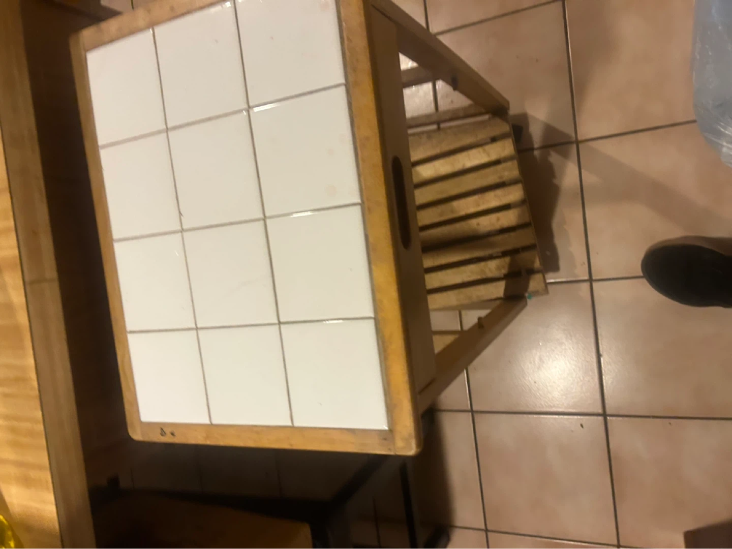 Wooden Kitchen Cart with Tiled Top - photo 4