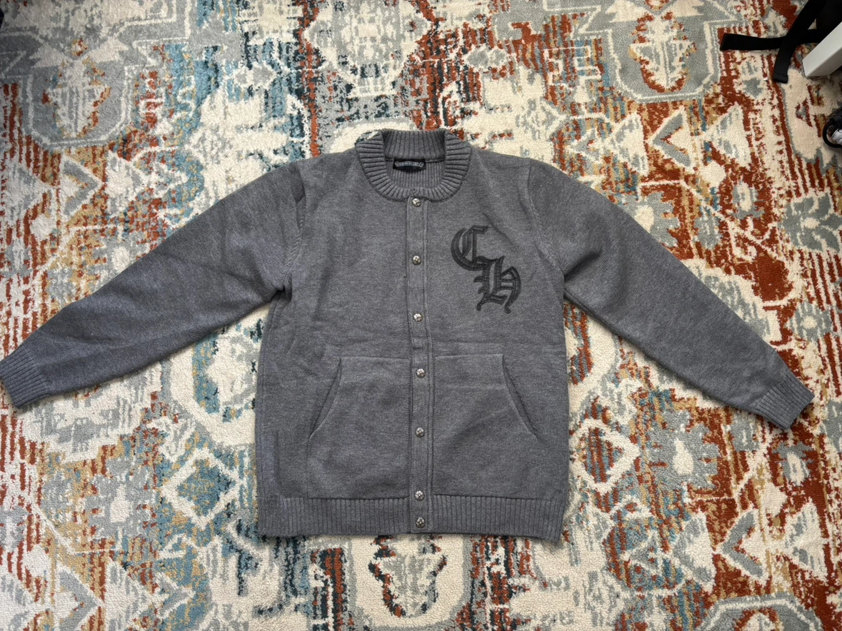 Grey Varsity Chromeheart Cardigan