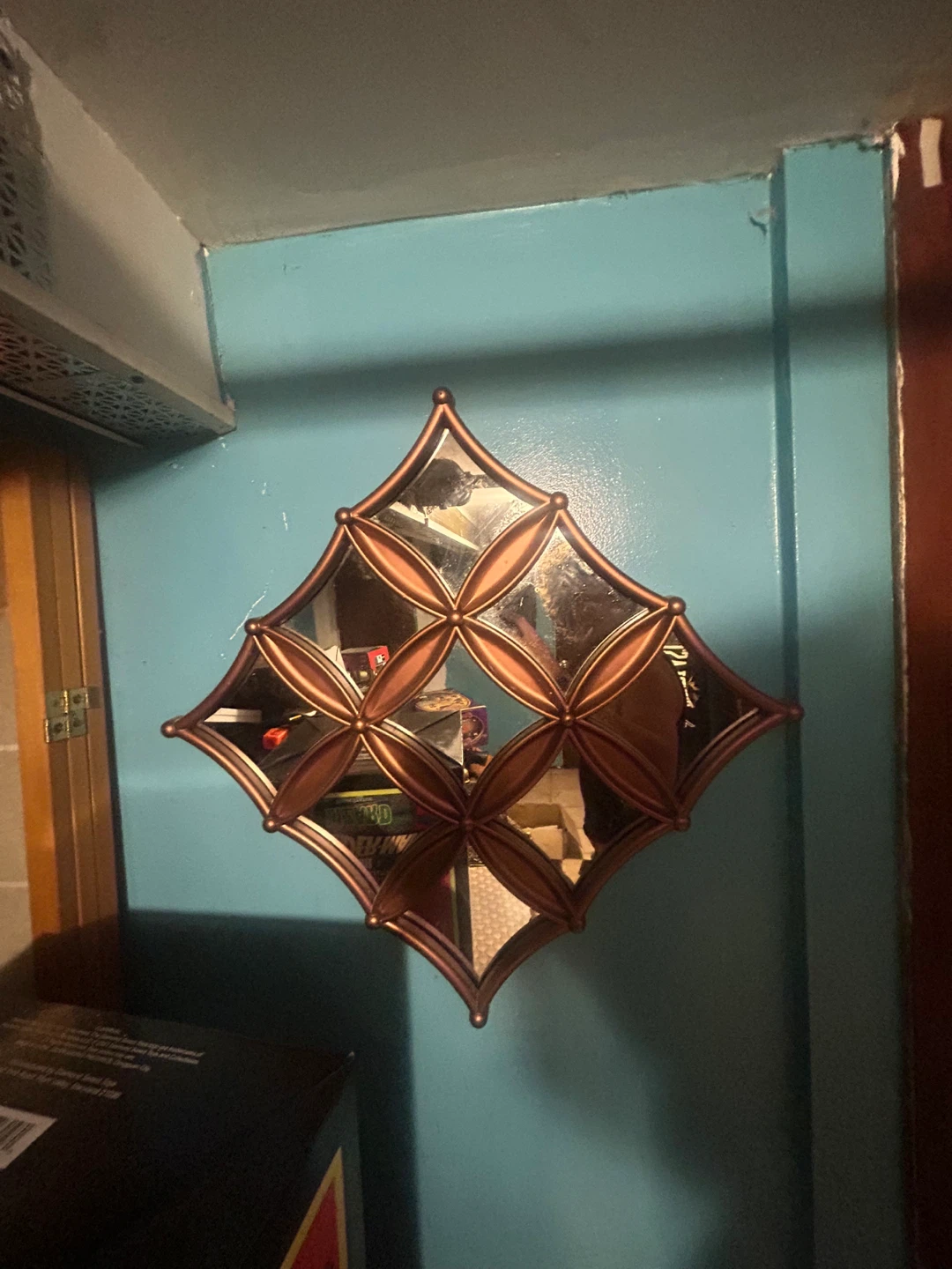Decorative Diamond Mirror with Copper Frame