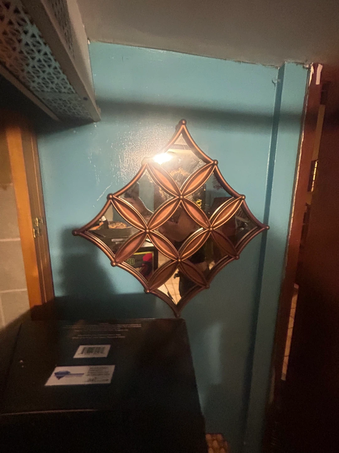 Decorative Diamond Mirror with Copper Frame - photo 2
