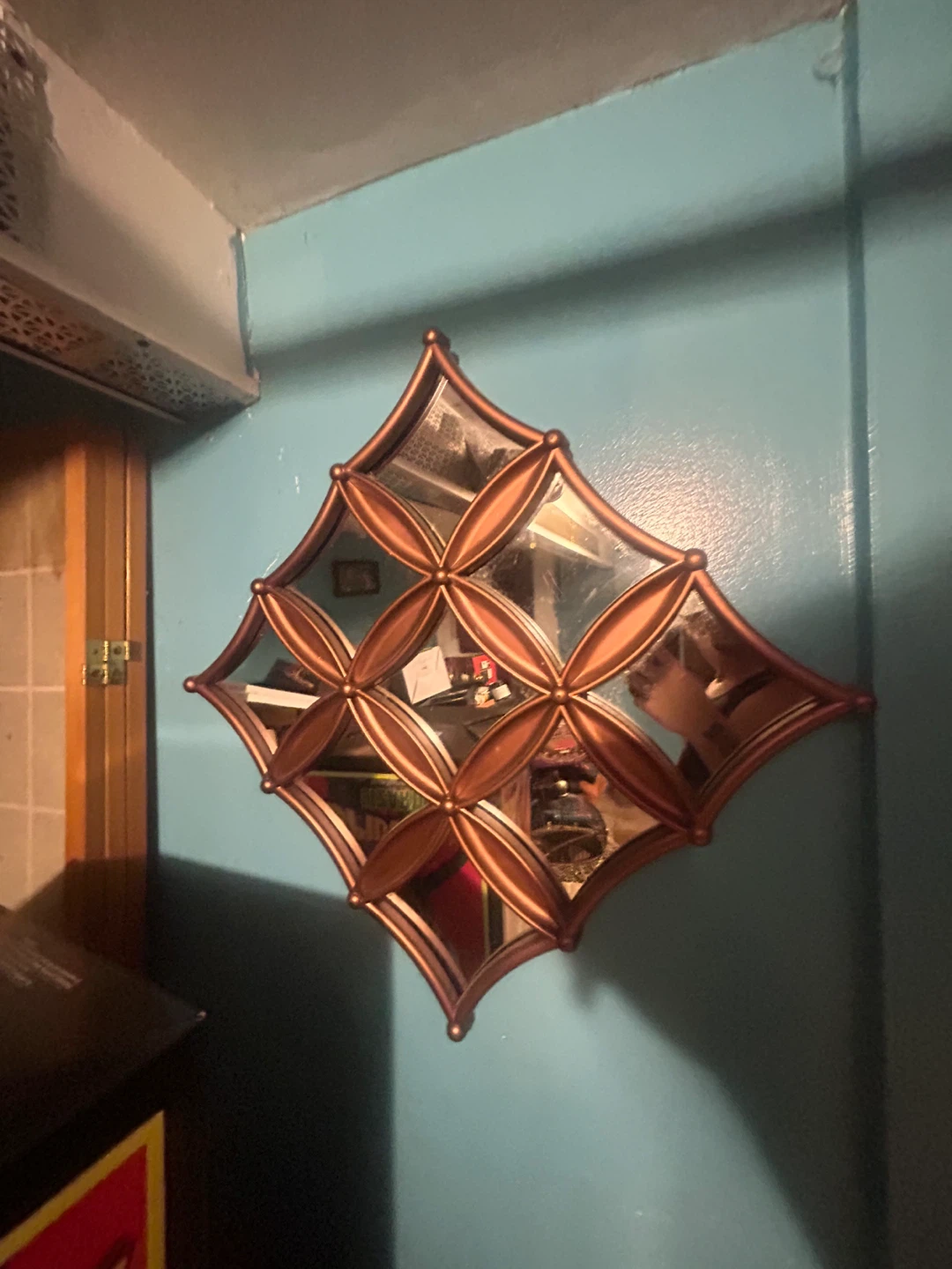 Decorative Diamond Mirror with Copper Frame - photo 3