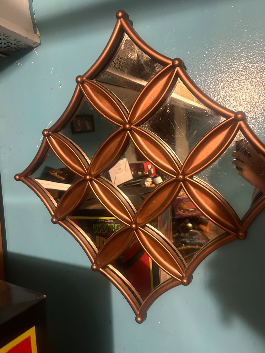 Decorative Diamond Mirror with Copper Frame - photo 4