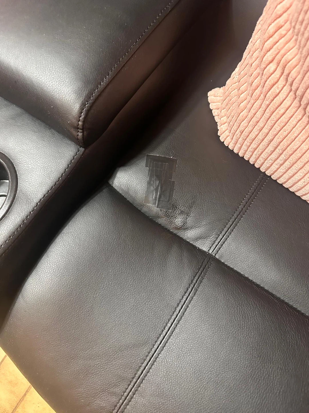 Black Leather Loveseat with Cup Holders - photo 3