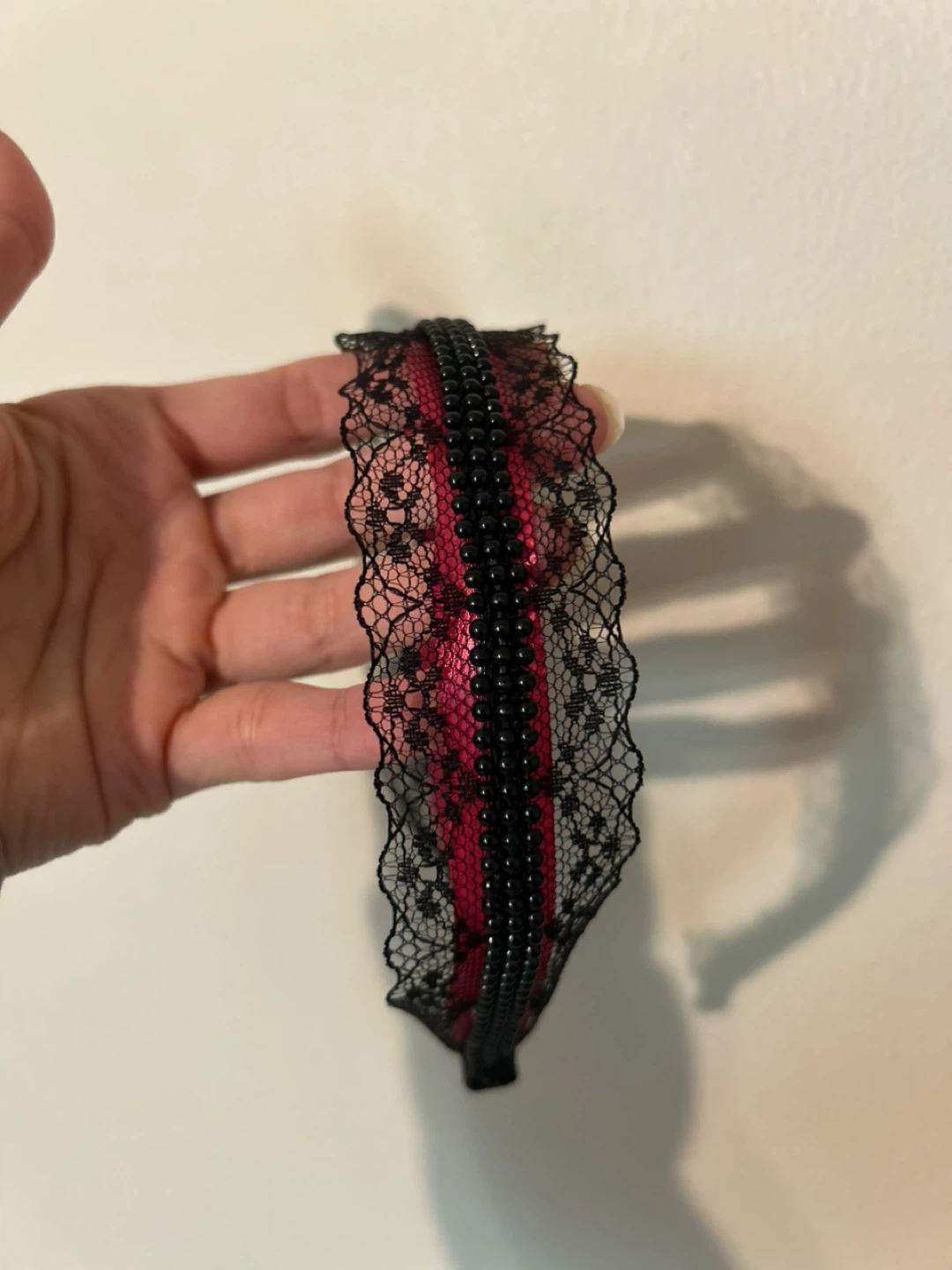 New Black and red Lace Headband with Beads - photo 4
