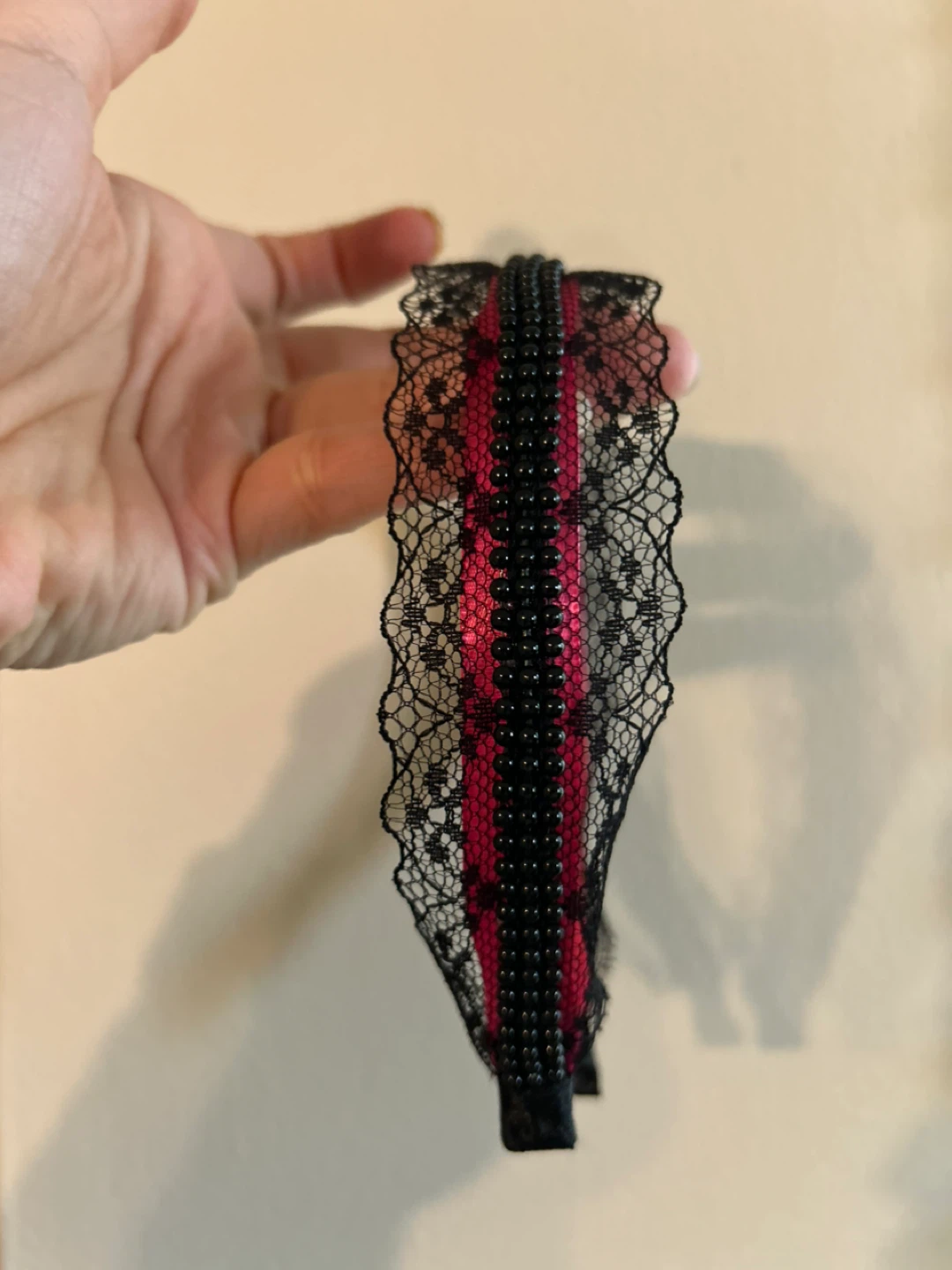 New Black and red Lace Headband with Beads - photo 5