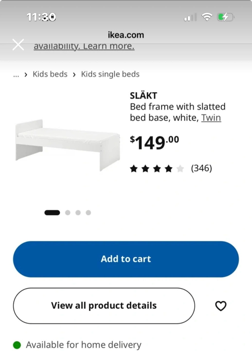 IKEA SLÄKT Bed Frame with Slatted Bed Base, White - photo 3