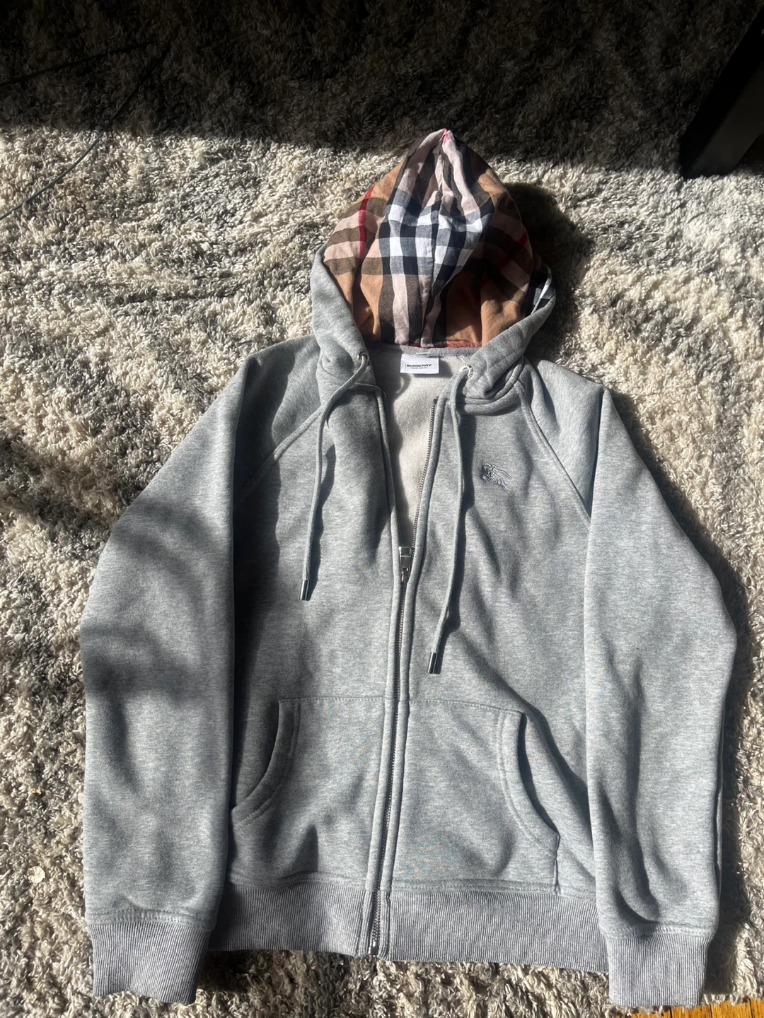 Burberry Grey Full Zip Hoodie