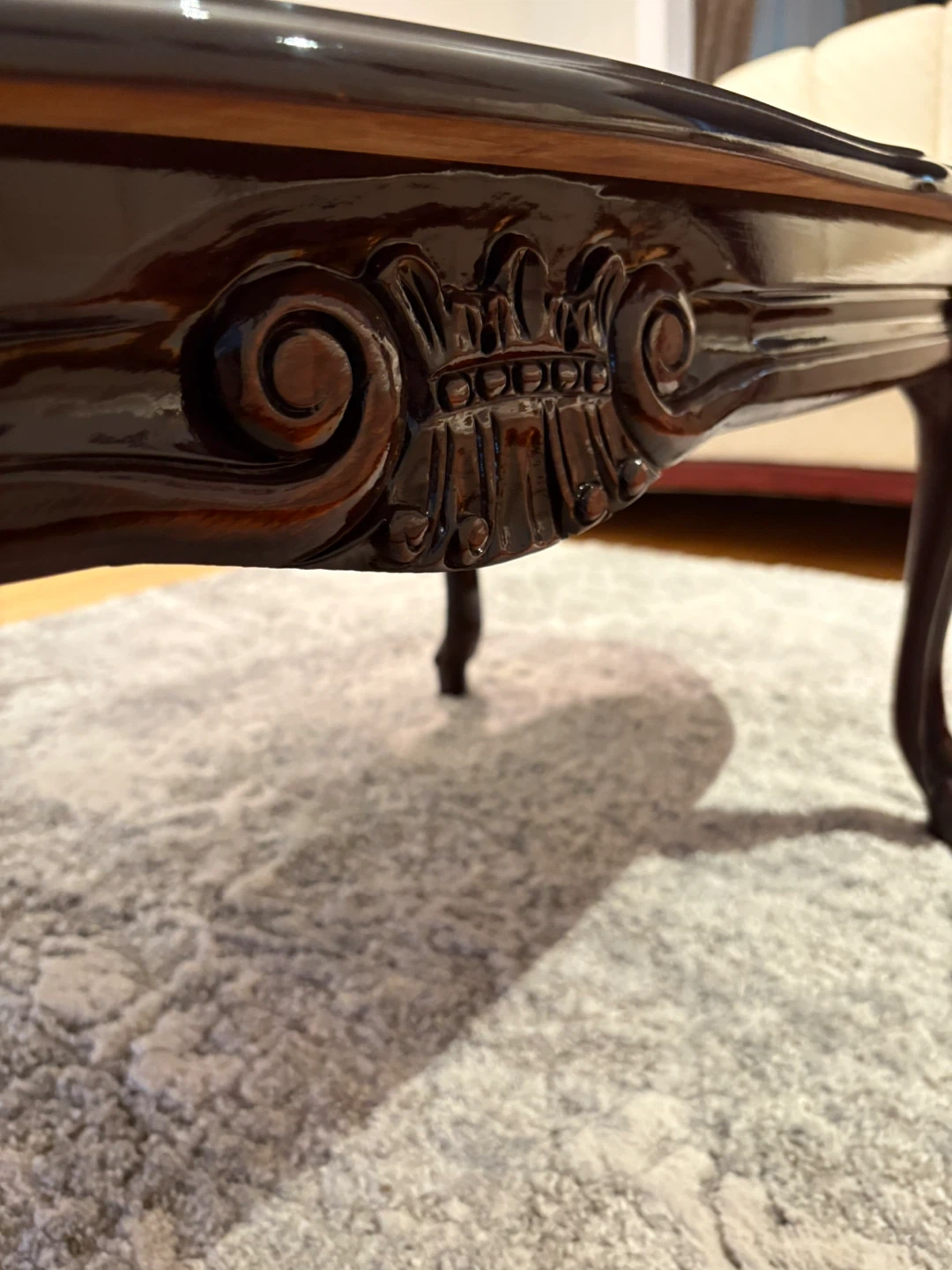 Dark Wood Ornate Coffee Table - photo 5