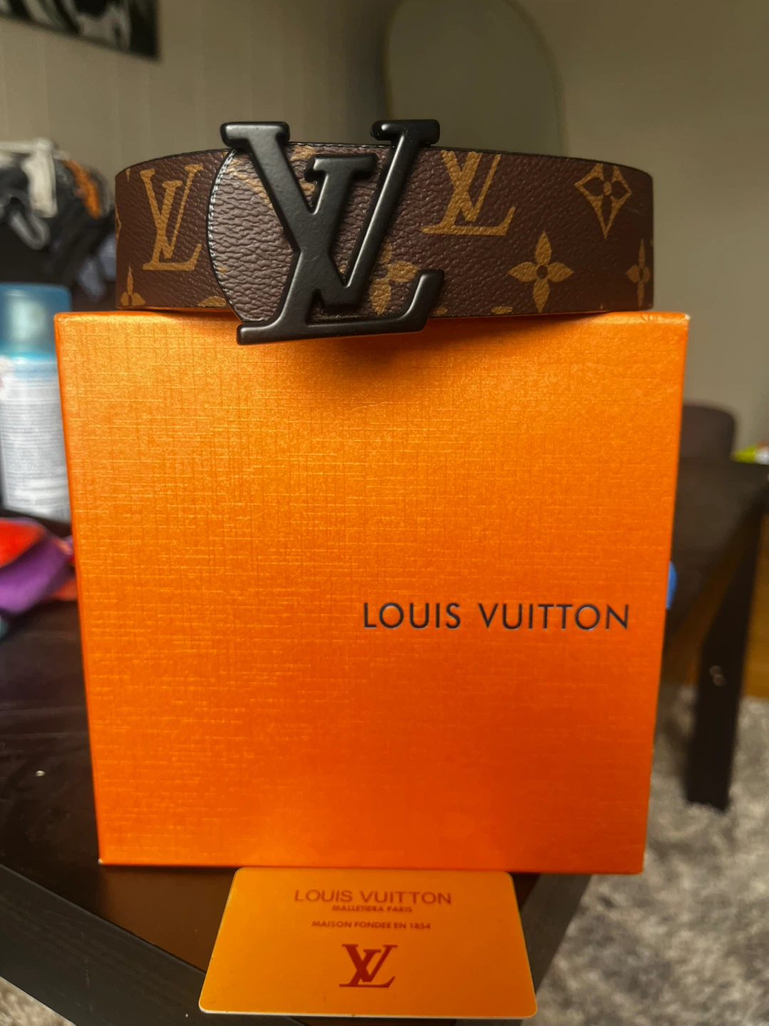 Louis Vuitton Monogram Belt with Black LV Buckle