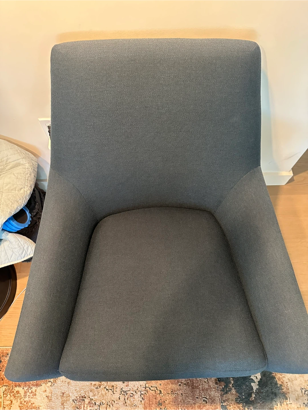West Elm Blue Upholstered Armchair with Metal frame - photo 3