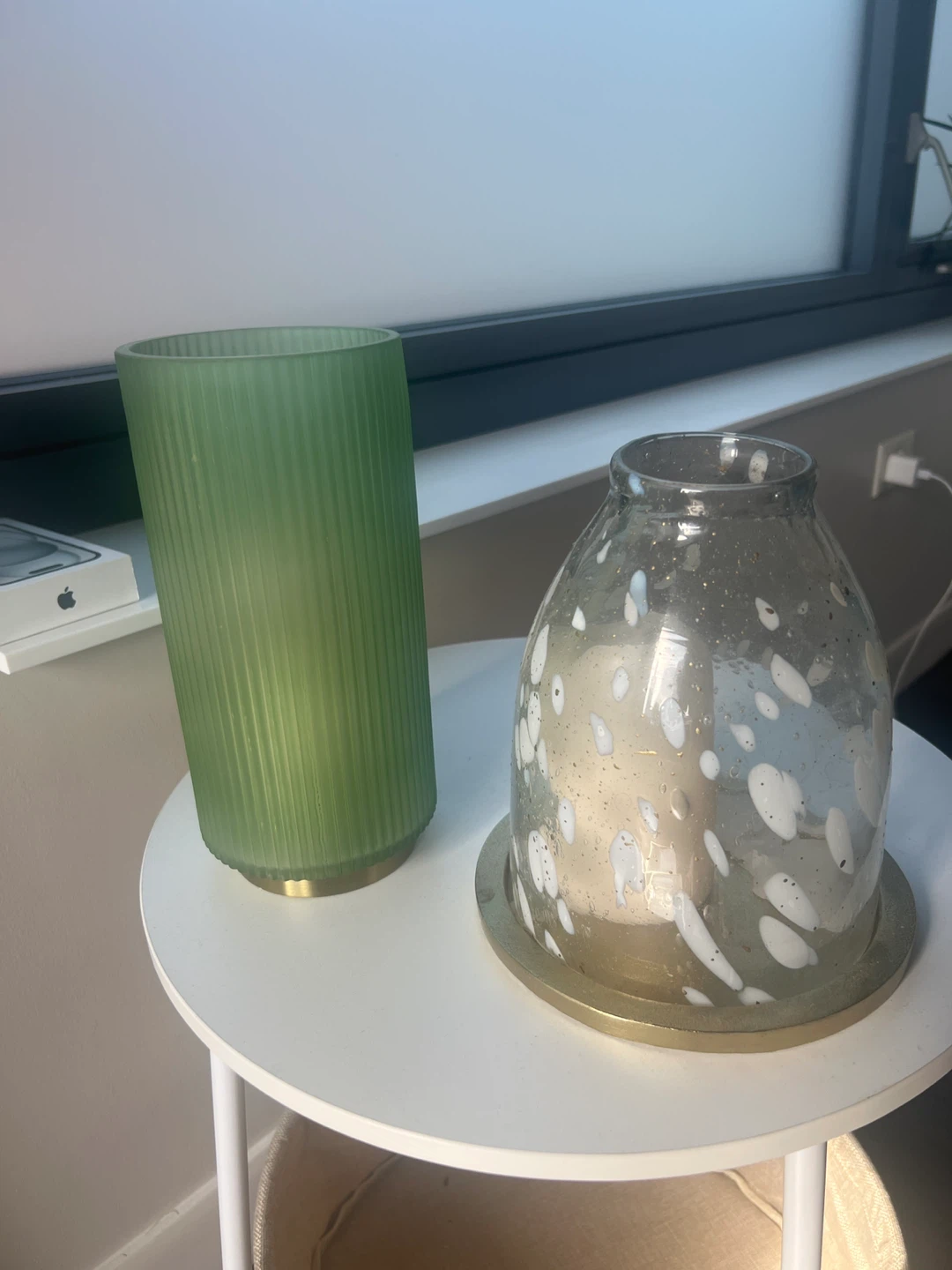 Glass Candle Holder with Speckled Design