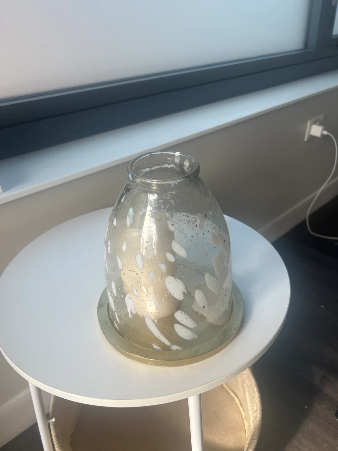 Glass Candle Holder with Speckled Design - photo 2