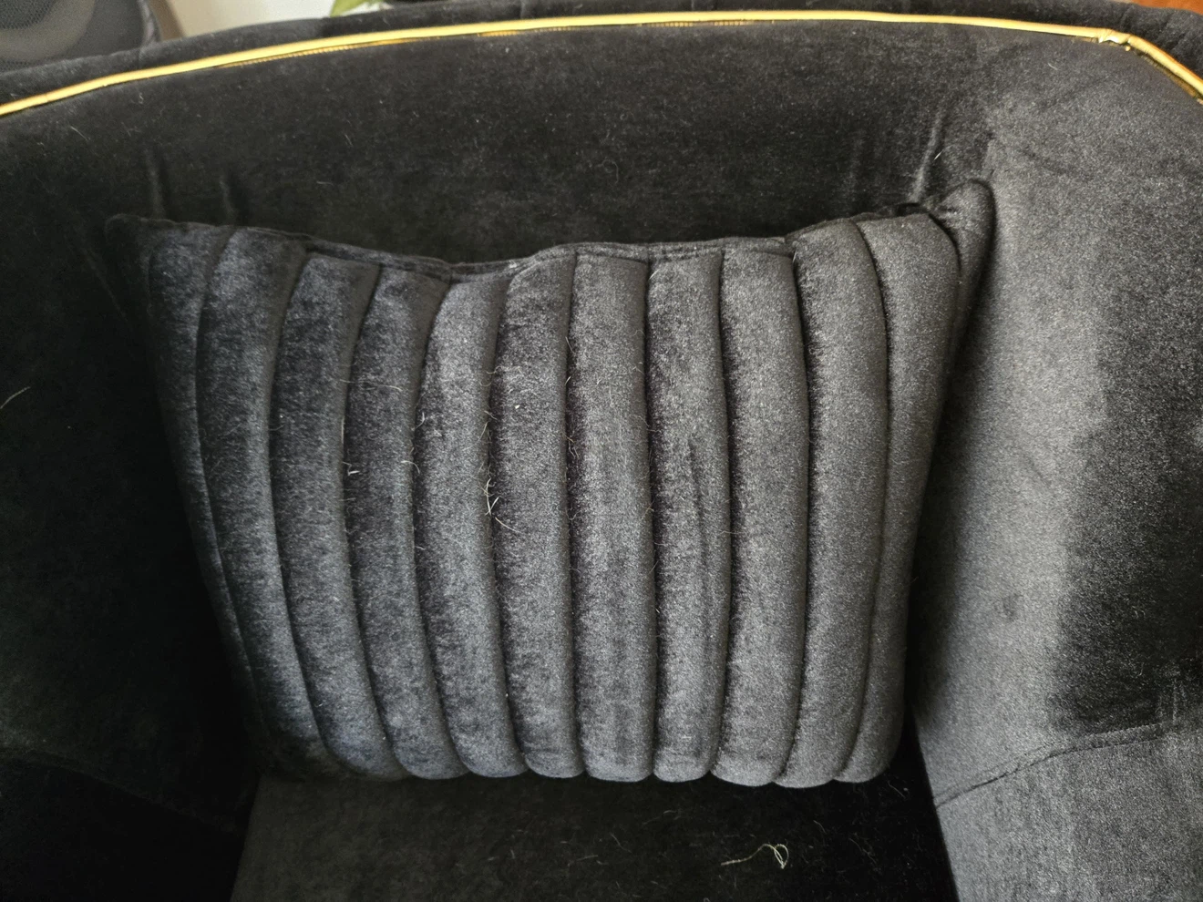 Black Velvet Accent Chair with Gold Trim - photo 2