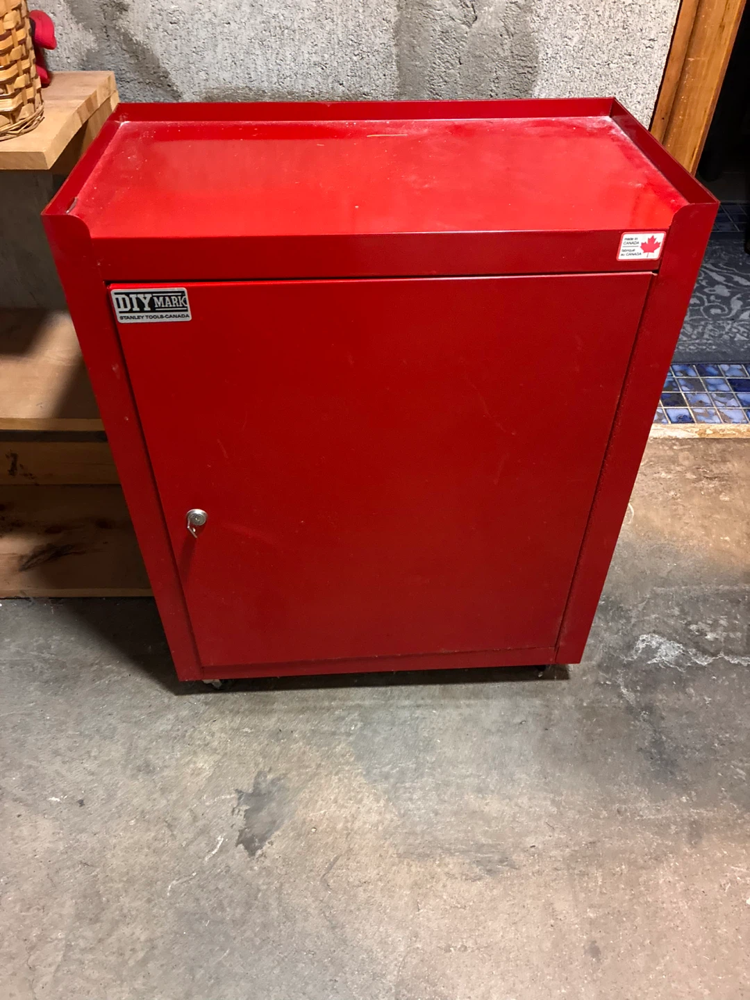 Stanley tool storage box with wheels.
