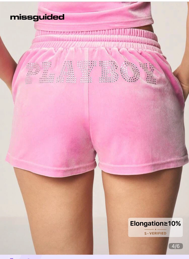 NEW !!Missguided Playboy Velour Shorts Pink