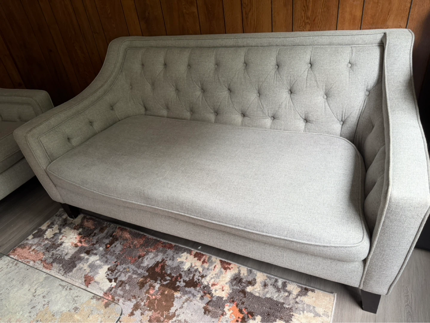 Grey Tufted Loveseat - photo 3