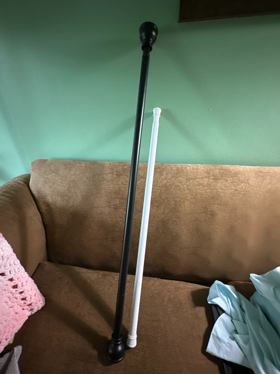 Two Curtain Rods (Black and White)