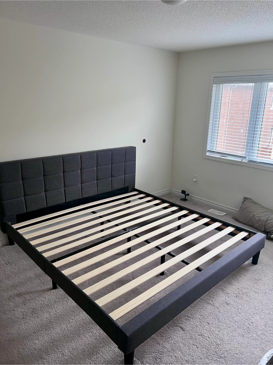 Dark Grey Upholstered King Bed Frame