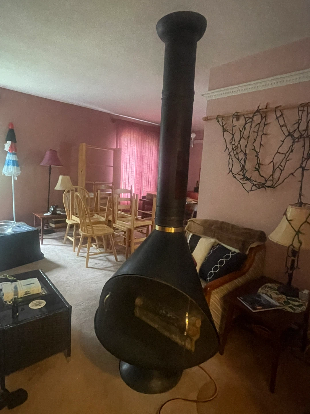 1960s Vintage black Enamel Cone Fireplace Freestanding - photo 2