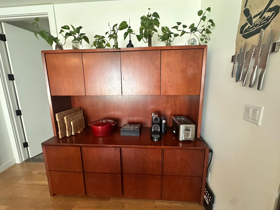 Solid Wood Hutch Wall Unit with Cabinet and Drawer Storage