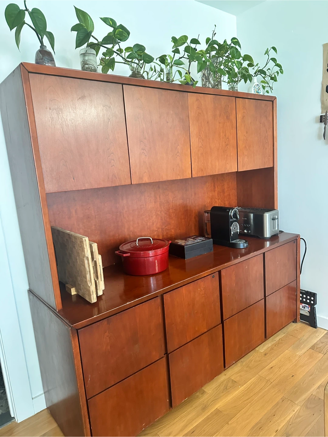 Solid Wood Hutch Wall Unit with Cabinet and Drawer Storage - photo 2