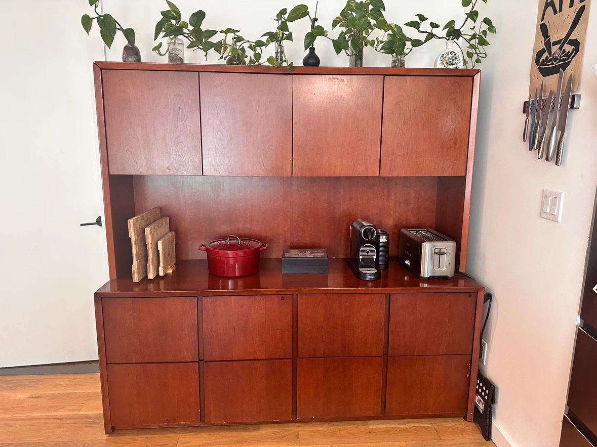 Solid Wood Hutch Wall Unit with Cabinet and Drawer Storage